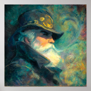 Vintage Winter Old Man Portrait Poster