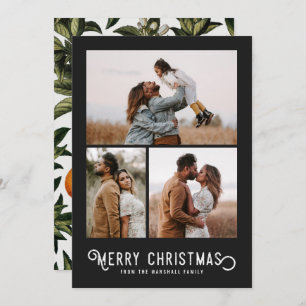 Vintage Winter Oranges 3 Photo Collage Christmas   Holiday Card