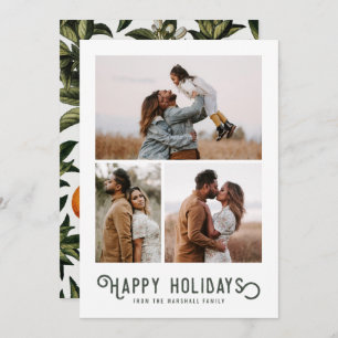 Vintage Winter Oranges 3 Photo Collage   Holiday Card