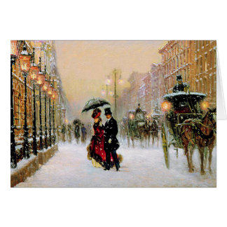 Vintage Winter Parisian Scene Christmas Cards