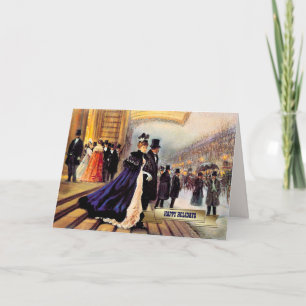Vintage Winter Parisian Scene Christmas Holiday Card
