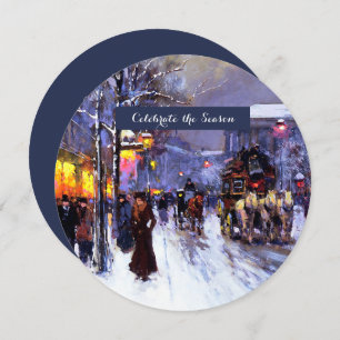 Vintage Winter Parisian Scene Holiday Party  Invitation