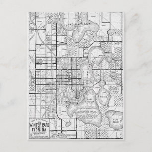 Vintage Winter Park FL Map Postcard