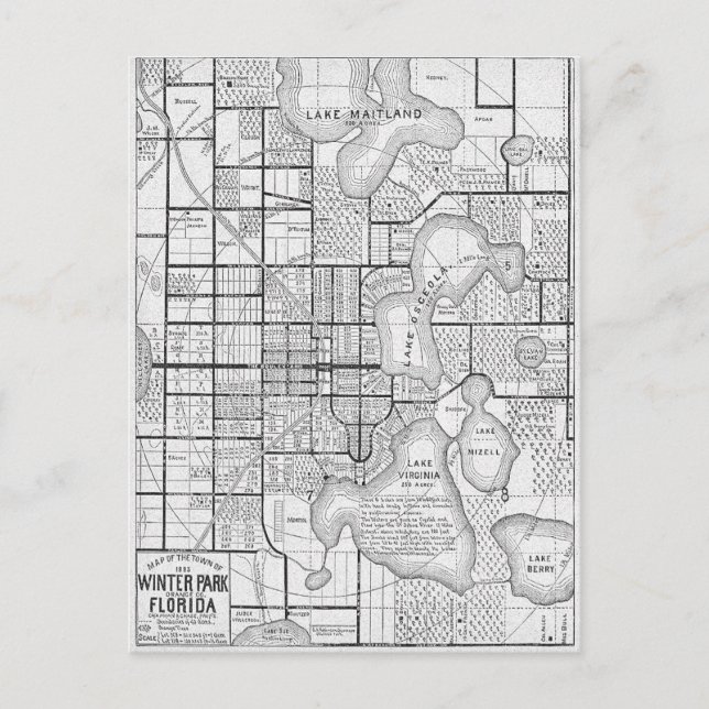 Vintage Winter Park FL Map Postcard (Front)