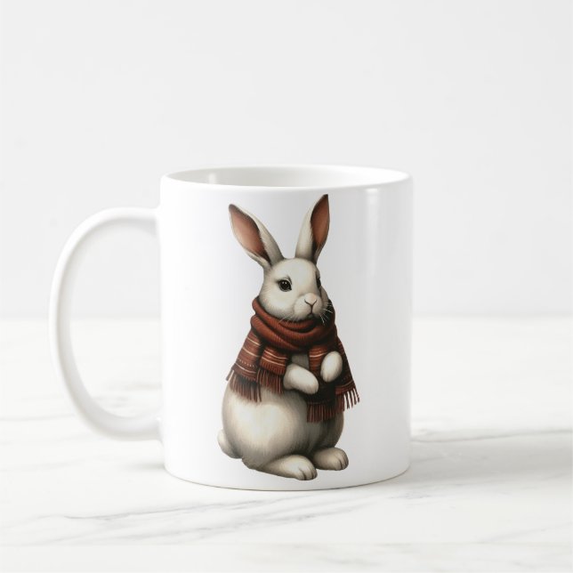 Vintage Winter Rabbit Coffee Mug (Left)