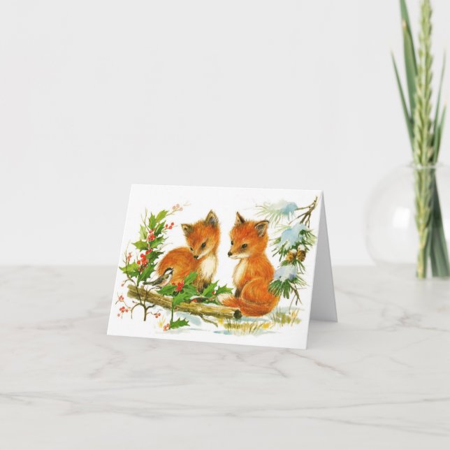 Vintage Winter Red Fox All Occasions  Card (Front)