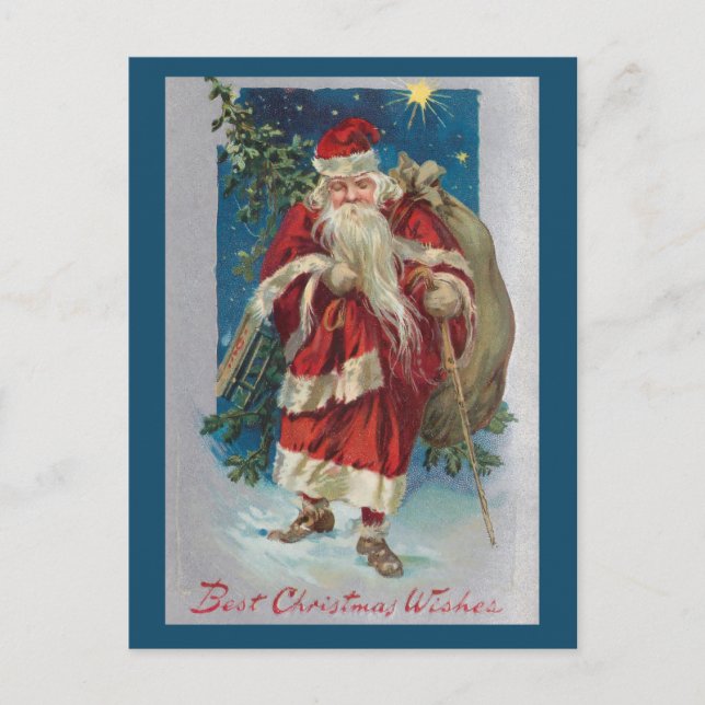 Vintage Winter Santa with Presents Postcard (Front)
