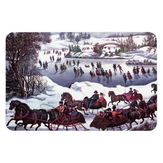 Vintage Winter Scene Christmas Gift   Magnet (Horizontal)