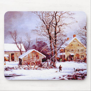 Vintage Winter Scene Christmas Gift  Mouse Pad