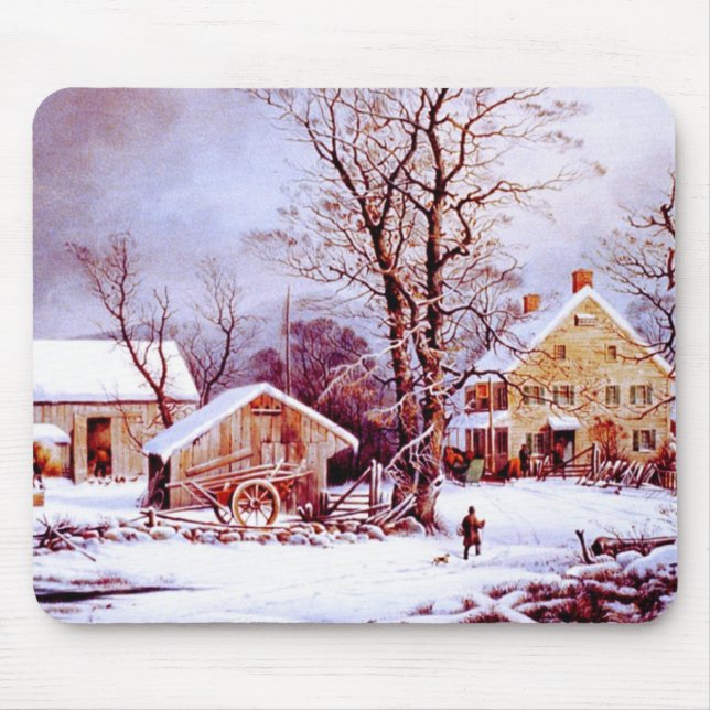 Vintage Winter Scene Christmas Gift  Mouse Pad (Front)