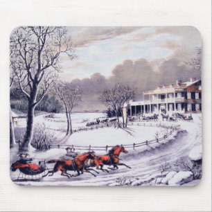 Vintage Winter Scene Christmas Gift  Mouse Pad