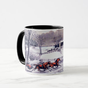 Vintage Winter Scene Christmas Gift Mug