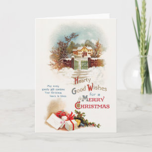 Vintage Winter Scene Christmas Greeting Card