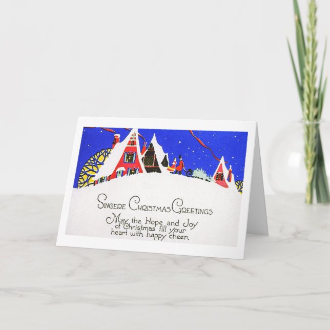 Vintage Winter Scene Holiday Card (Front)