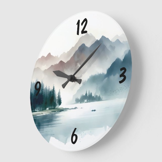 Vintage winter scene large clock (Angle)