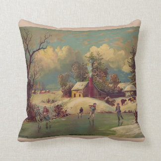 Vintage Winter Scene Pillow