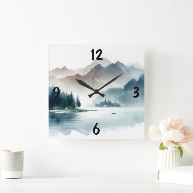 Vintage winter scene square wall clock (Home)