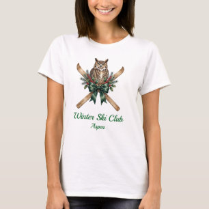 Vintage Winter Ski Club Owl Personalised T-Shirt