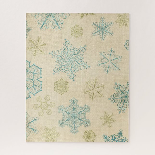 Vintage winter snowflake cute rustic snowflakes jigsaw puzzle (Vertical)