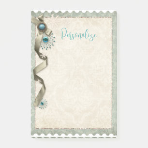 Vintage Winter snowflake ribbon and damask Post-i Post-it Notes