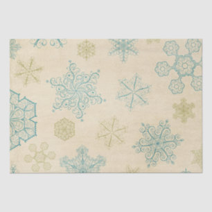 Vintage winter snowflake rustic pattern cream blue tissue paper