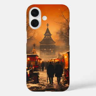 Vintage  Winter Snowy Christmas Market iPhone 16 Case