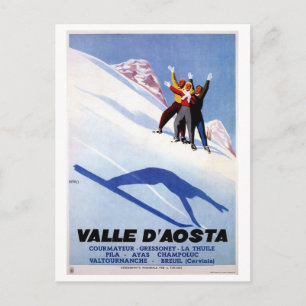 Vintage winter sports Italian Alps travel Postcard