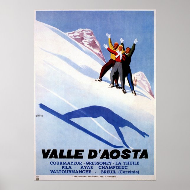 Vintage winter sports Italian Alps travel Poster (Front)