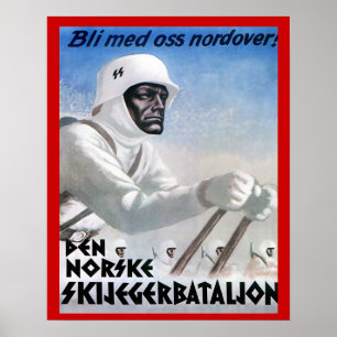 Vintage Winter sports, Norske skijegger battalion Poster