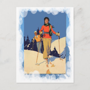 Vintage Winter Sports - On the piste Postcard