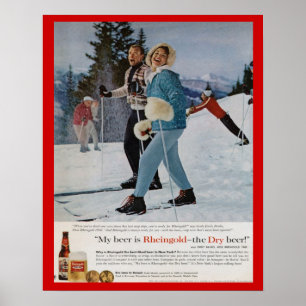 Vintage winter sports Rheingold beer Poster