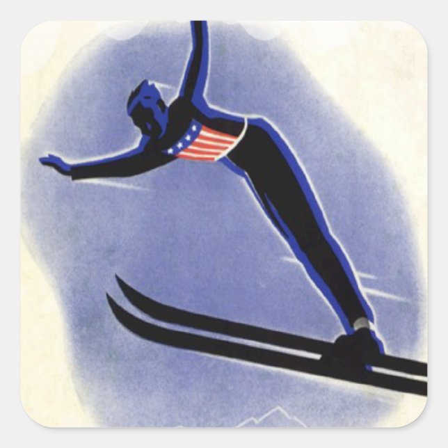 Vintage winter sports - Ski jumper Square Sticker (Front)