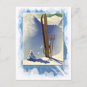 Vintage Winter Sports - Skis and slopes Postcard