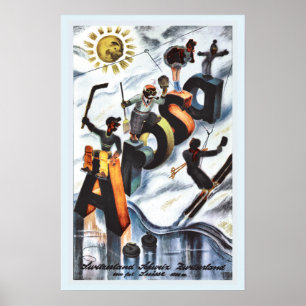 Vintage winter sports Switzerland travel ad Poster