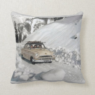 Vintage winter  sports, Trail to the ski resort Cushion