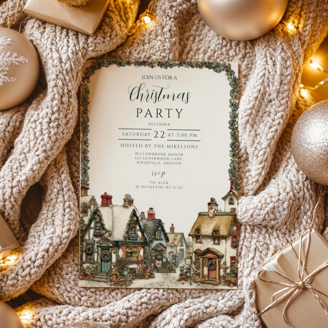 Vintage Winter Village Christmas Invitation (Creator Uploaded)