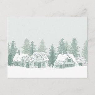 Vintage Winter Village Christmas Postcard