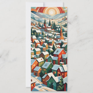 vintage winter village in the snow
