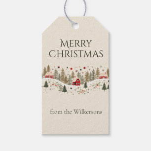 Vintage Winter Village Xmas Folk Art Custom Name Gift Tags
