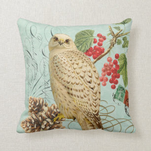 Vintage Winter white owl pillow