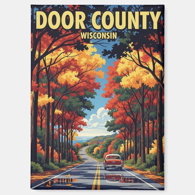 Vintage Wisconsin Door County Travel Magnet (Front)