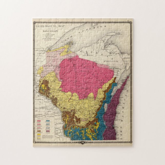 Vintage Wisconsin Geology Map (1878) Jigsaw Puzzle (Vertical)
