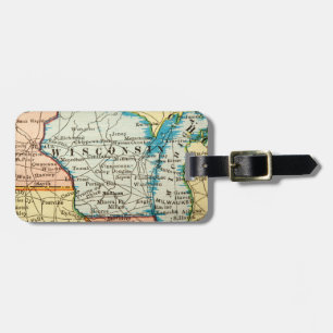Vintage Wisconsin Map Antique Retro Cartography  Luggage Tag