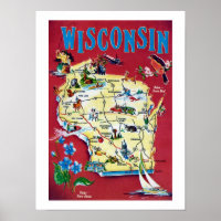 Vintage Wisconsin Map Print