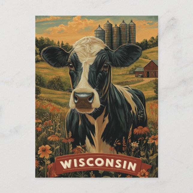 Vintage Wisconsin Patriotic Spirit  Postcard (Front)