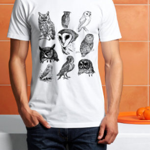 Vintage Wise Owls Doodle Collection  T-Shirt