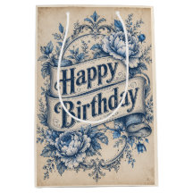 Vintage Wishes Happy Birthday Gift Bag