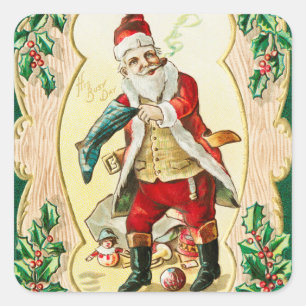 Vintage Wishing you a Merry Christmas (1910) Square Sticker