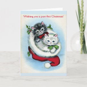 Vintage - Wishing You a Purr-fect Christmas Holiday Card