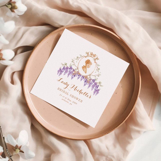 Vintage Wisteria Floral Regency Bridal Shower Napkin (Creator Uploaded)
